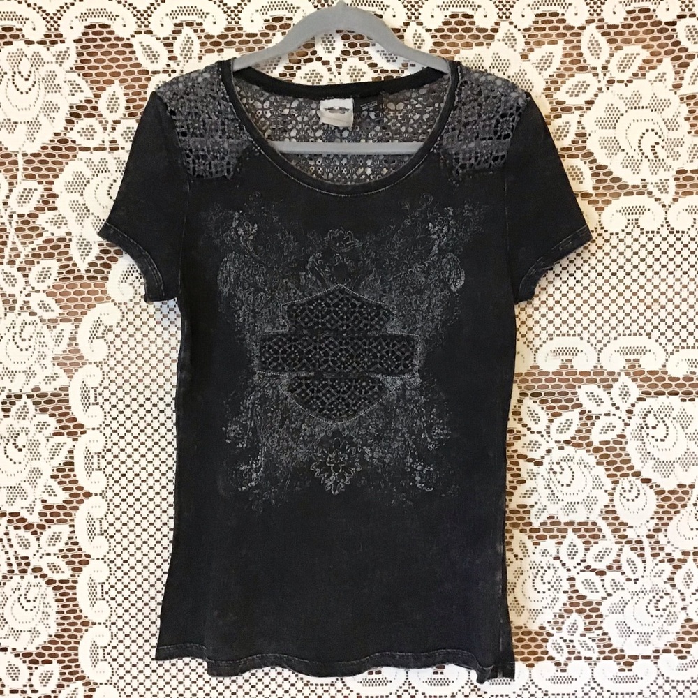 Harley Davidson Top Lace Detail Size Medium